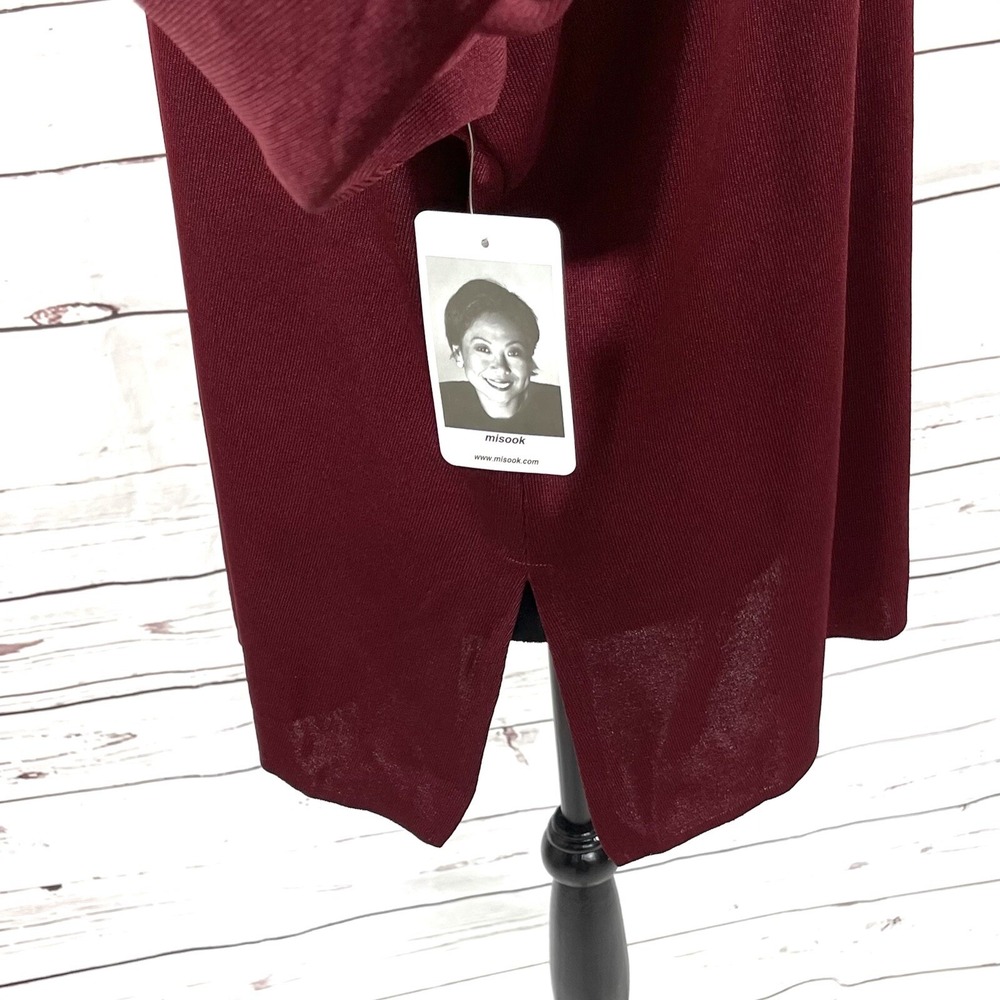 Exclusively Misook Women's Open Knit Cardigan Burgundy Petite Plus Size 3P NWT - Picture 9 of 12